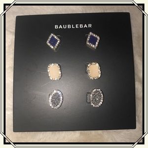New BaubleBar Earrings - Set of 3 - Emelia Druzy
